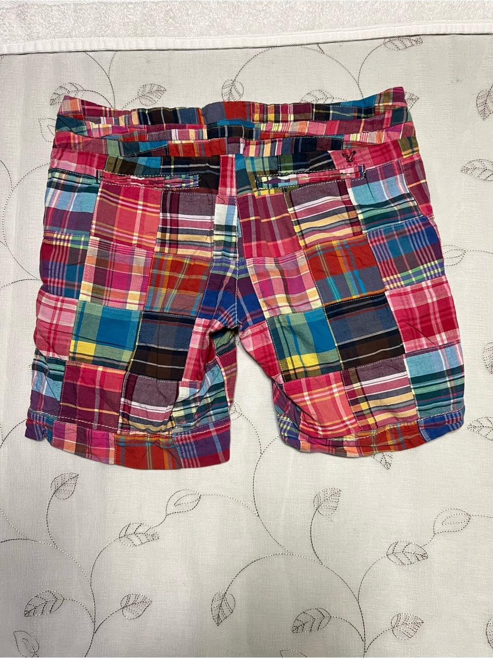 American Eagle Outfitters Multi-Color Plaid Shorts with Pink Accent